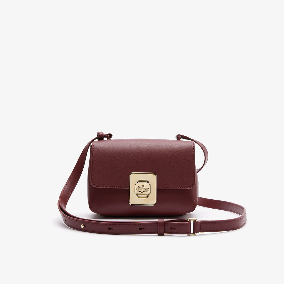 Lacoste Amelia Engraved Metal Clasp Leather Women's Handbag Red | 792-ONDMSJ