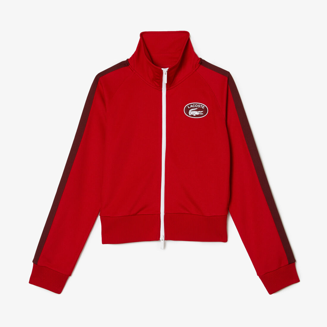 Lacoste Badge Piqué Zippered Women's Sweatshirts Red | 564-RJNMCD